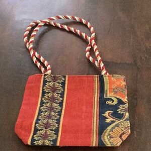 Red and Gold Shoulder Bag with Intricate Patterns and cute cord handles